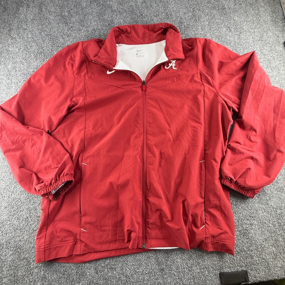 Nike Alabama Crimson Tide Mens Large Red Full Zip Windbreaker Jacket Mesh Lined